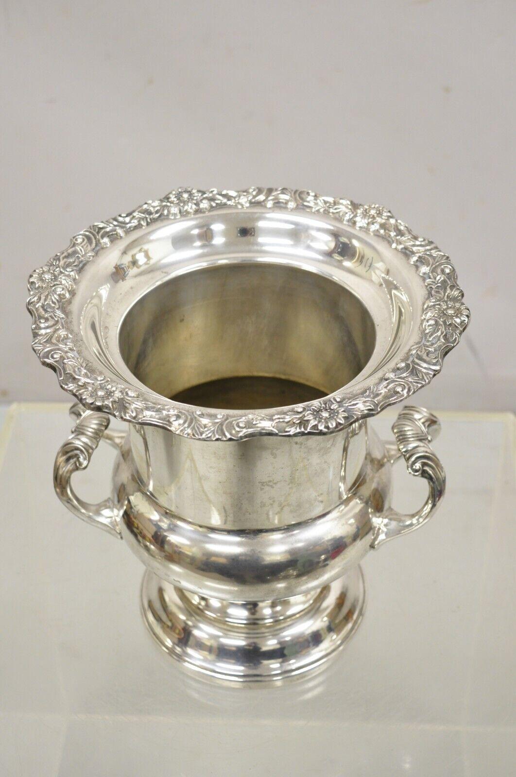 Vintage FB Rogers Silver Plated Trophy Cup Champagne Bucket Wine Chiller. Item features ornate twin handles, a decorated scalloped rim. circa Early to Mid-20th Century. Measurements: 10