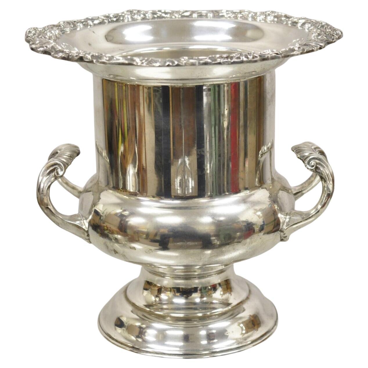 Regency Style Silver Plated Ribbed Champagne Bucket Trophy Cup Wine Ice  Chiller For Sale at 1stDibs