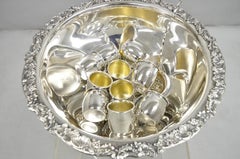 Vintage FB Rogers Juego de poncheras de estilo victoriano bañadas en plata con 10 copas