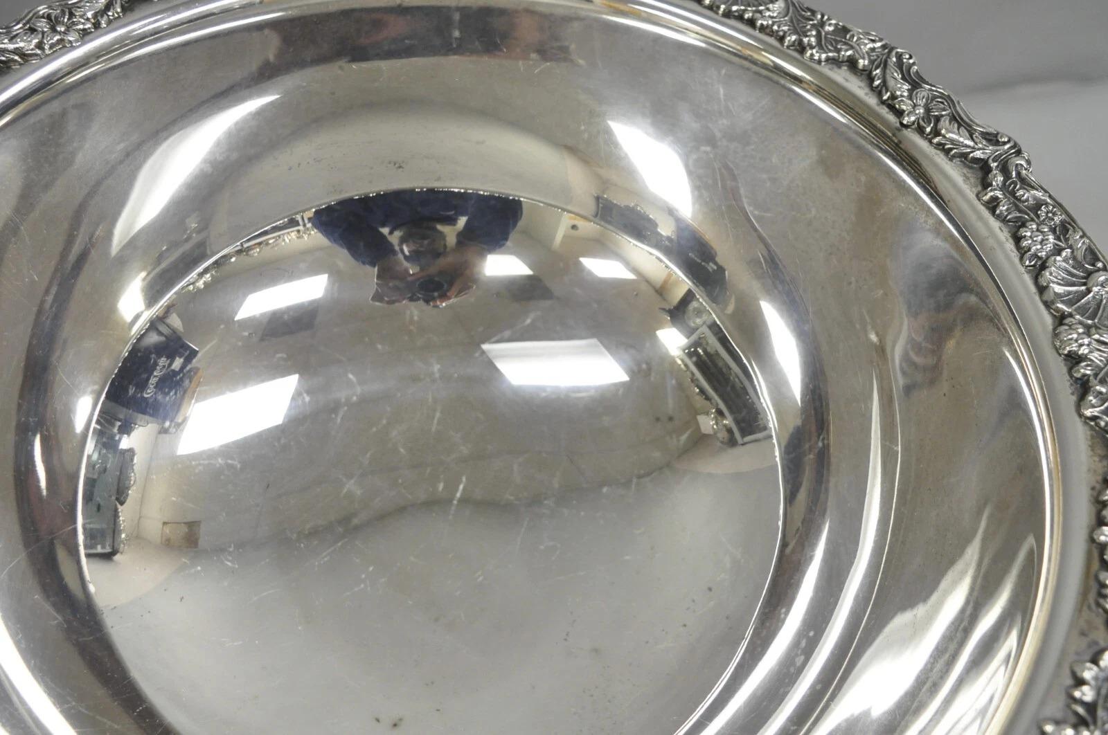 Vintage FB Rogers Silver Plated Victorian Style Punch Bowl Set w/ 10 Cups For Sale 4
