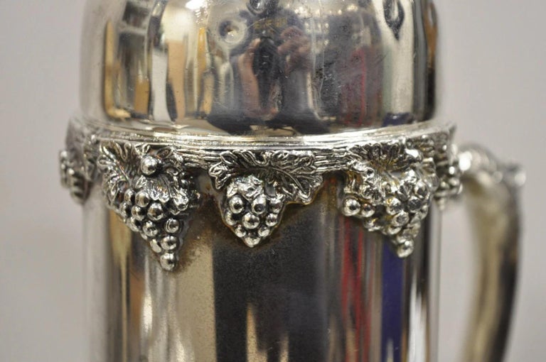 Porte-bouteille De Vin Ancien En Plaqué Argent - Décor Vigne - Sommelier - France