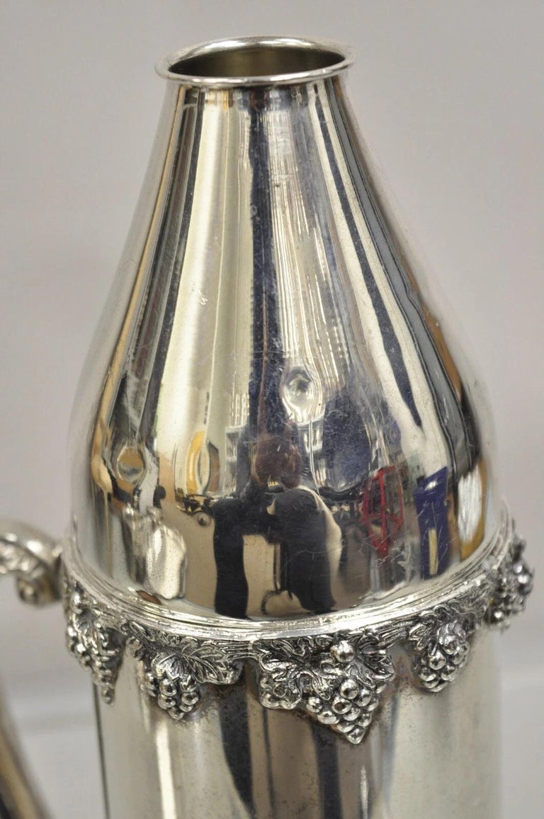 Porte-bouteille De Vin Ancien En Plaqué Argent - Décor Vigne - Sommelier - France