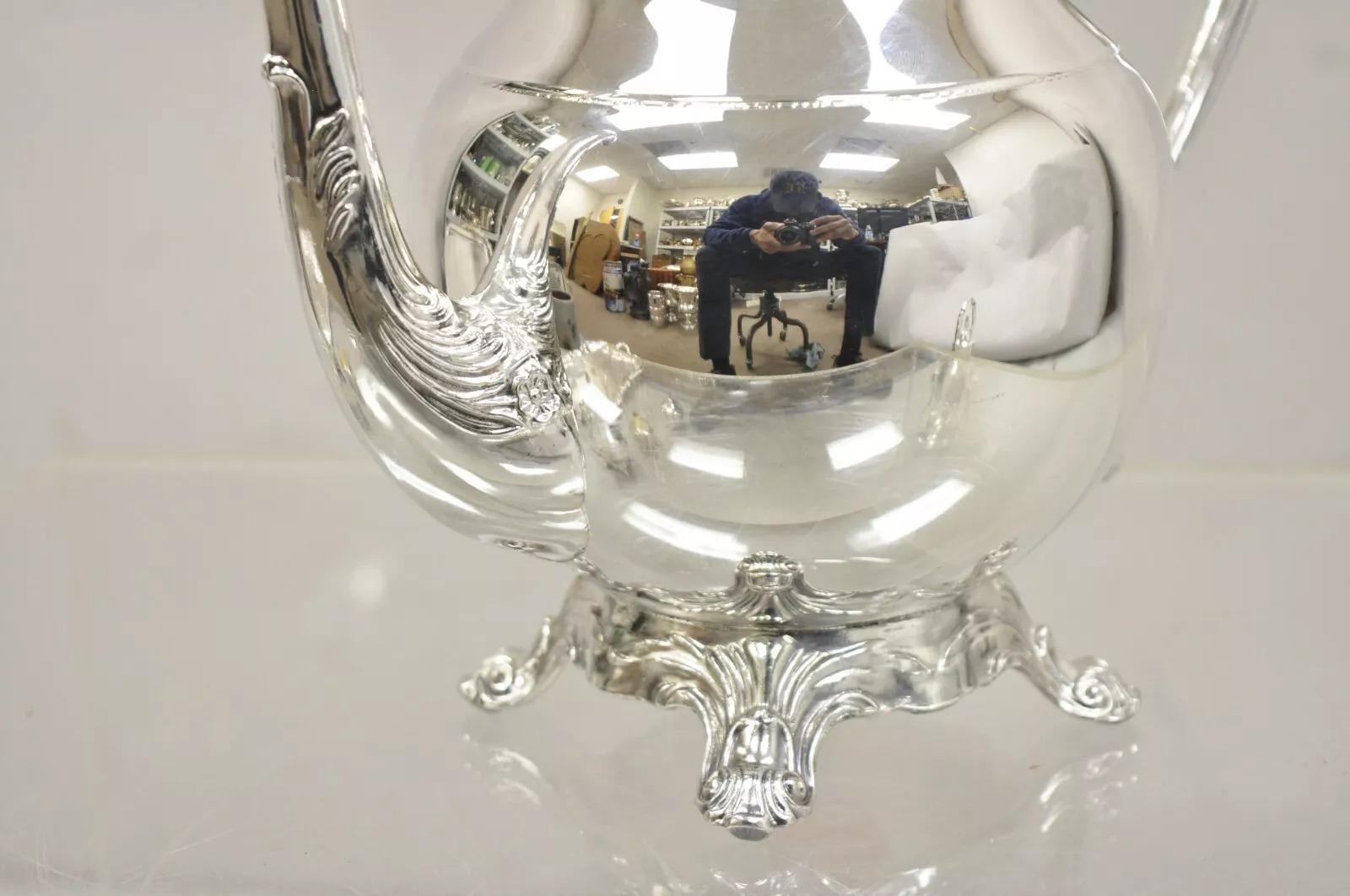 Vintage FB Rogers Victorian Silver Plated Tea Set with Tilting Pot - 6 Pc Set For Sale 7