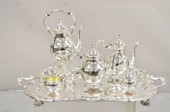 Vintage FB Rogers Victorian Silver Plated Tea Set with Tilting Pot - 6 Pc Set