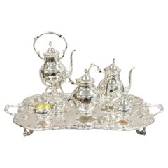 Retro FB Rogers Victorian Silver Plated Tea Set with Tilting Pot - 6 Pc Set