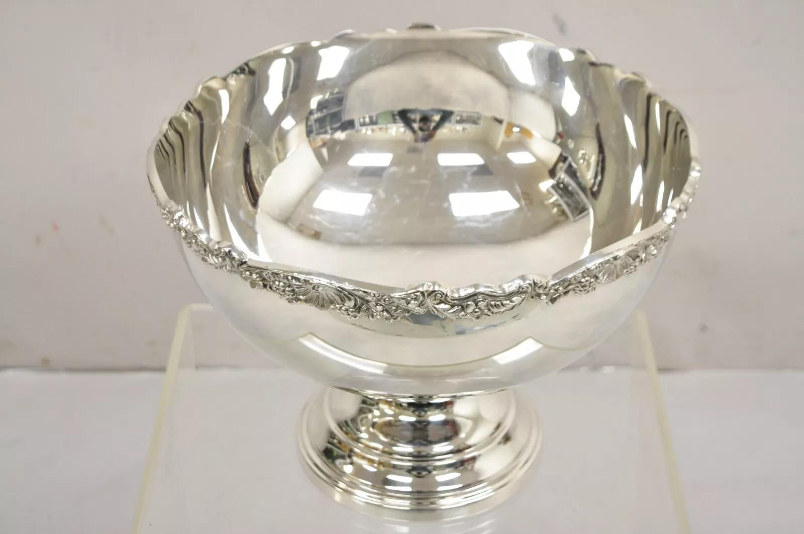 20th Century Vintage FB Rogers Victorian Style Silver Plated Large Pedestal Punch Bowl
