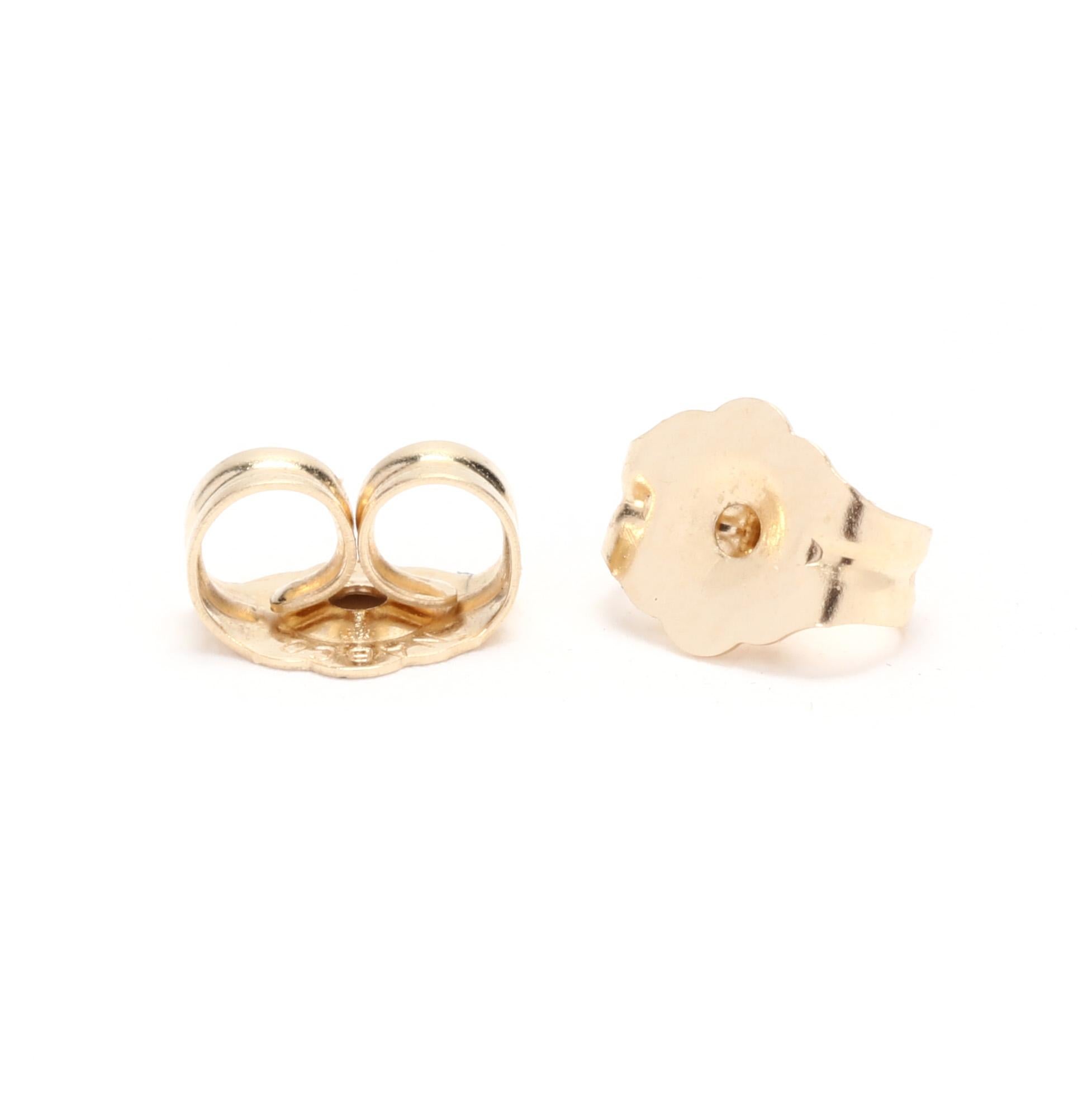 Vintage-Feder-Statement-Ohrstecker, 14KT Gelbgold für Damen oder Herren