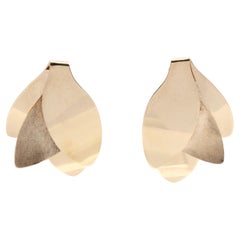Vintage-Feder-Statement-Ohrstecker, 14KT Gelbgold