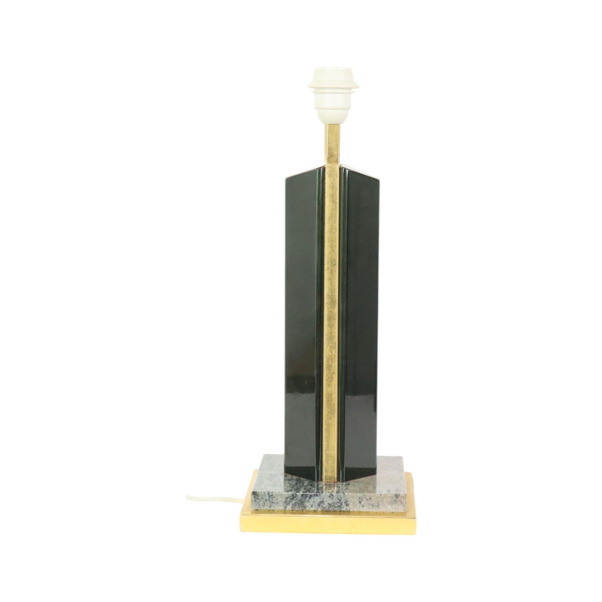 Late 20th Century Vintage Fedam Belgium Table Lamp Marble Metal Brass  Design