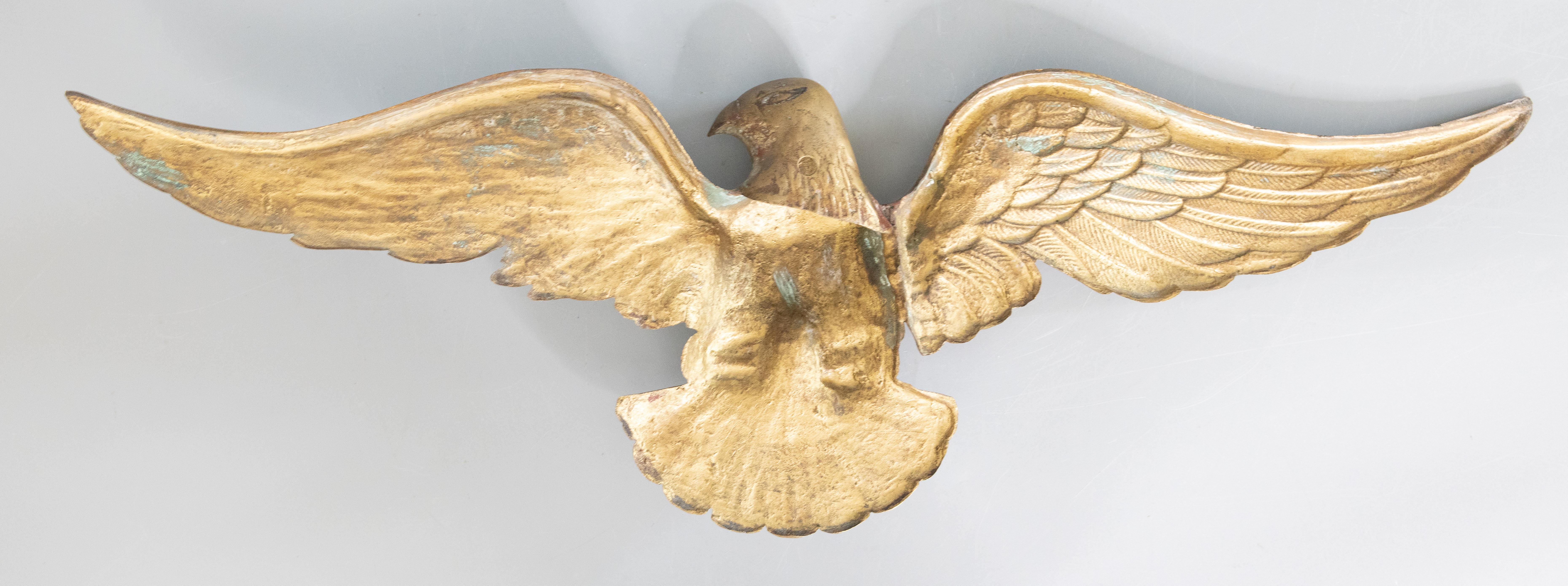 Mid-20th Century Vintage Federal American Brass Eagle Hanging Wall Plaque