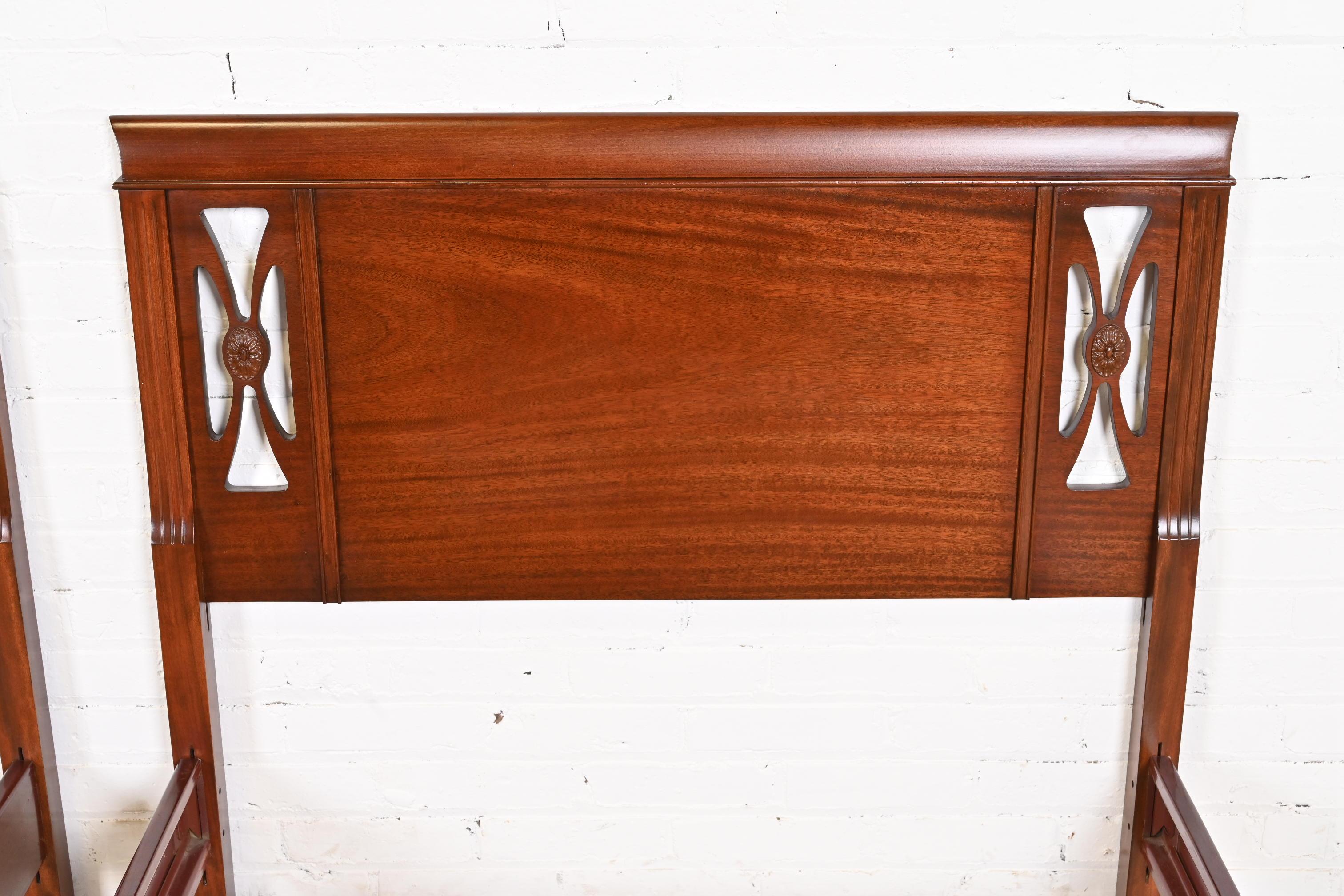 Vintage Federal Carved Mahogany Twin Beds, Pair 3