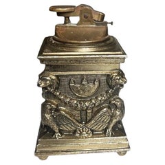 Lampe de table vintage fédérale en métal avec aigle