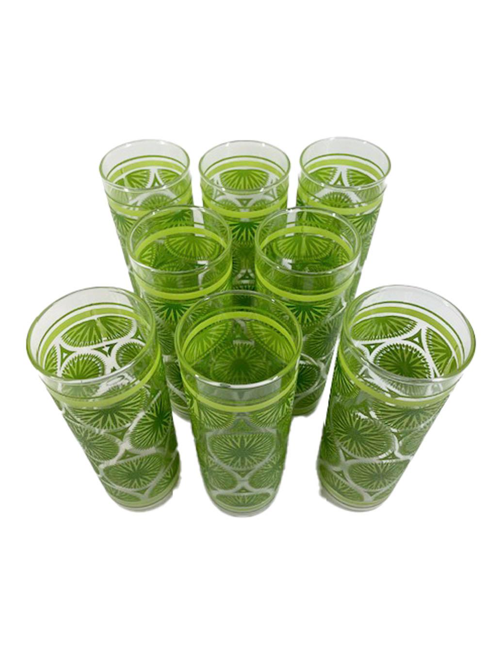 Vintage Federal Glass Tom Collins Glasses with Raised Sugar Textured Lime Slices For Sale 1