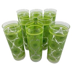 Used Federal Glass Tom Collins Glasses with Raised Sugar Textured Lime Slices