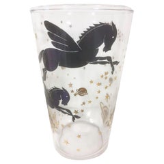 Verres fédéraux vintage avec Pégase parmi des étoiles et des planètes en noir et or