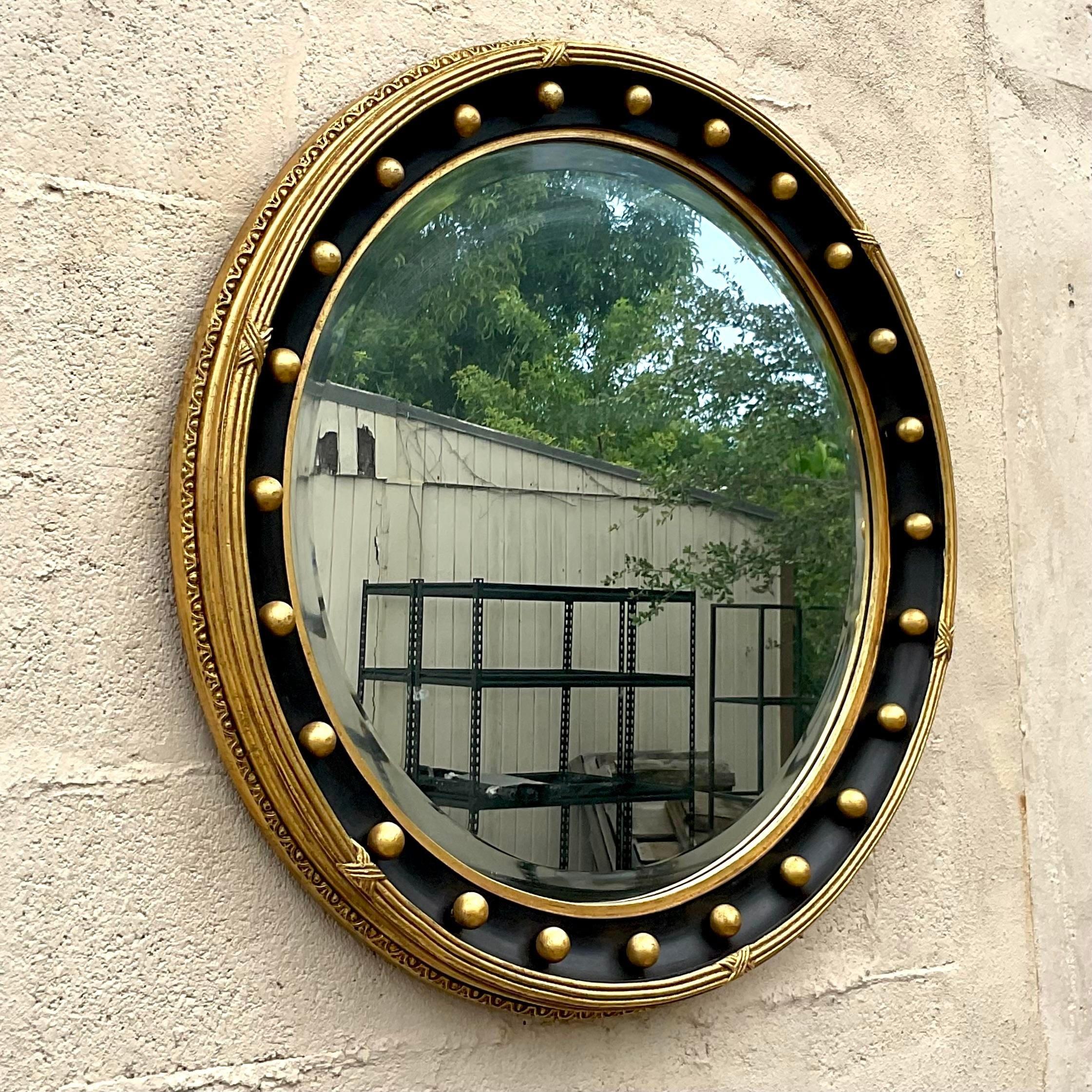20th Century Vintage Federal Parcel Round Gilt Mirror