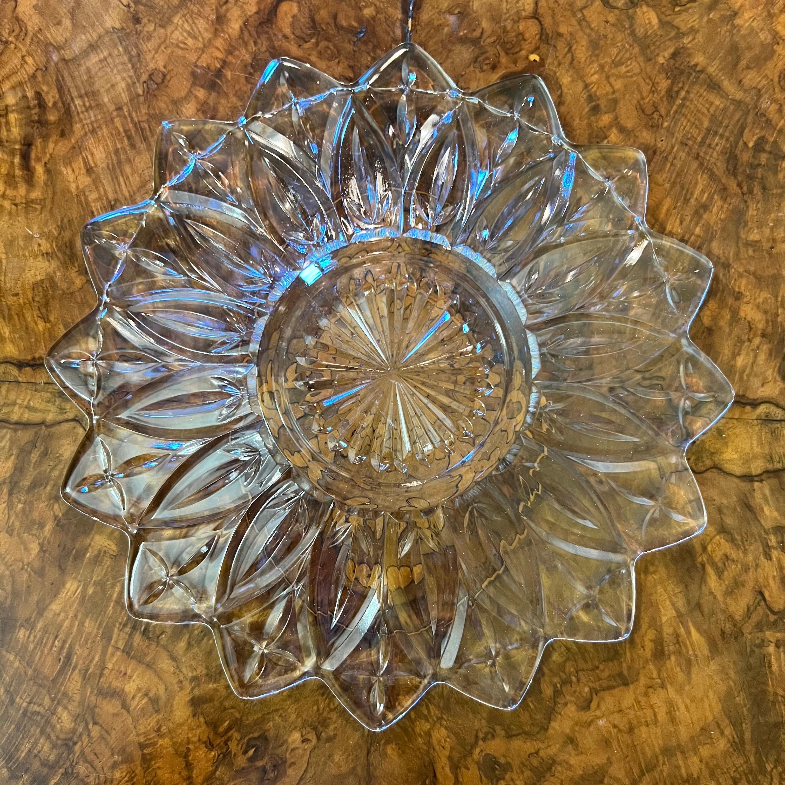 Vintage Federal Pressed Petal Glass Serving Dish For Sale 1