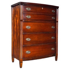 Vintage Federal Revive Mahogany Highboy Dresser w/ Brass Pulls