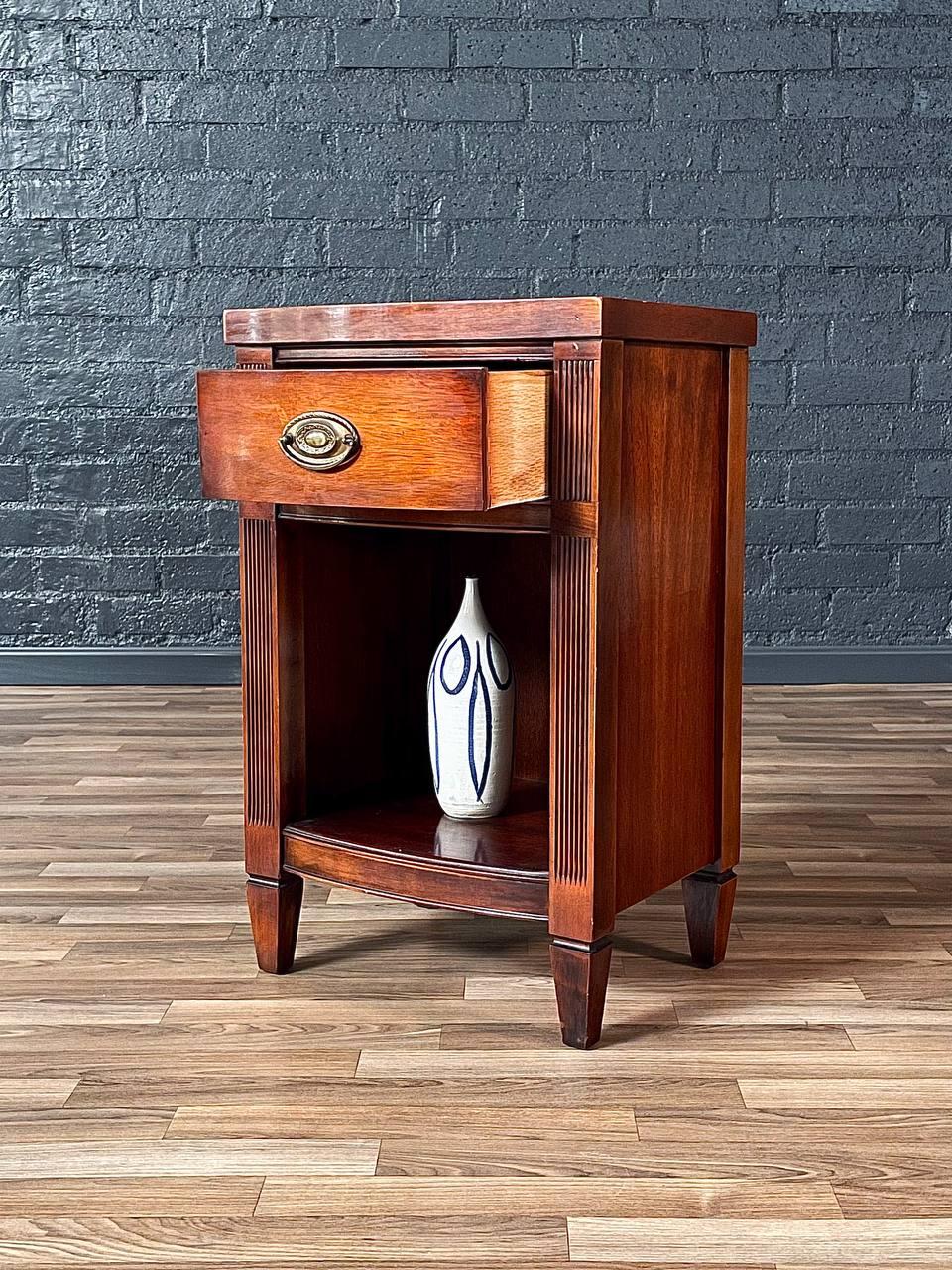 American Vintage Federal Revival Mahogany Night Stand w/ Brass Pull