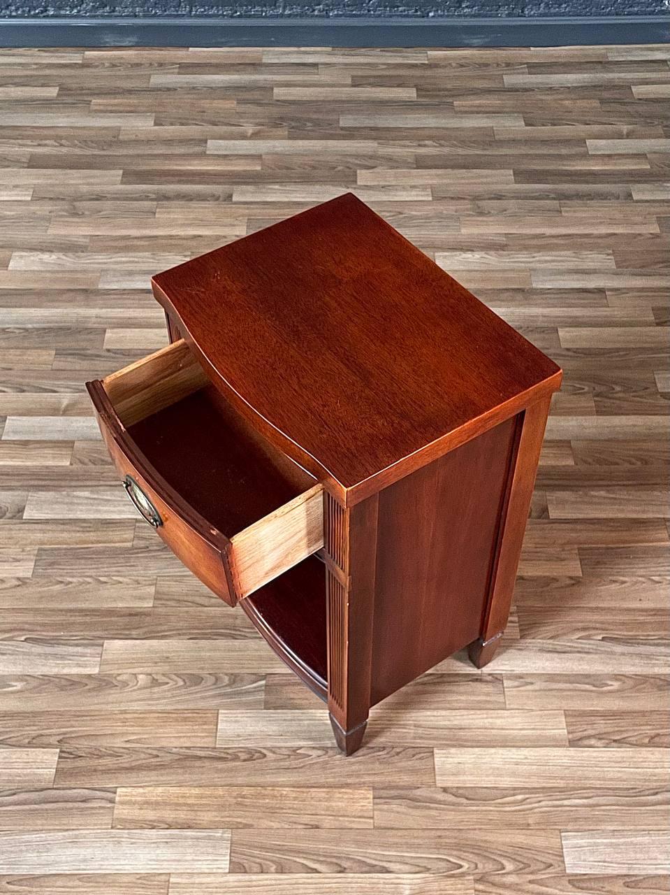 Mid-20th Century Vintage Federal Revival Mahogany Night Stand w/ Brass Pull