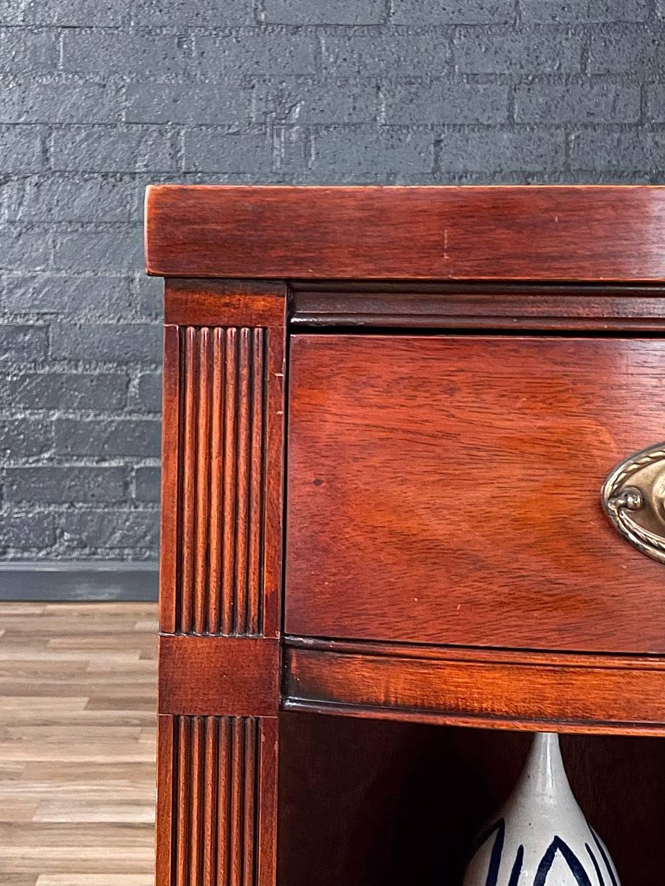 Vintage Federal Revival Mahogany Night Stand w/ Brass Pull 1