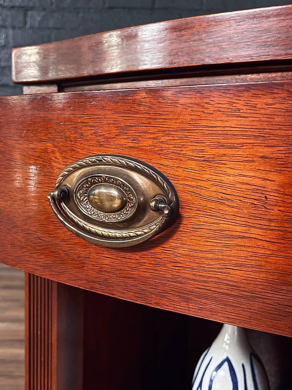 Vintage Federal Revival Mahogany Night Stand w/ Brass Pull 2
