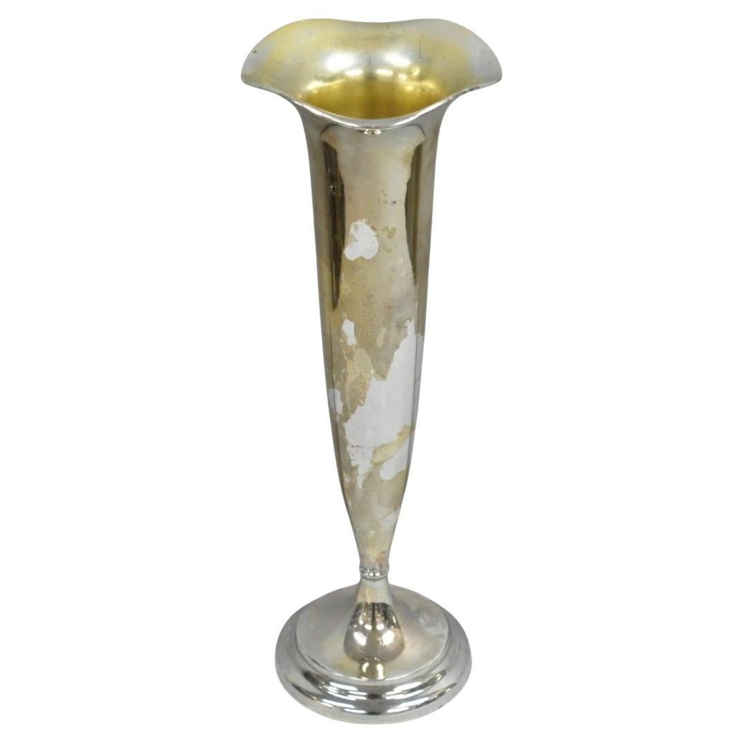Vintage Federal Silver Co Art Nouveau Silver Plated 15" Fluted Trumpet Vase