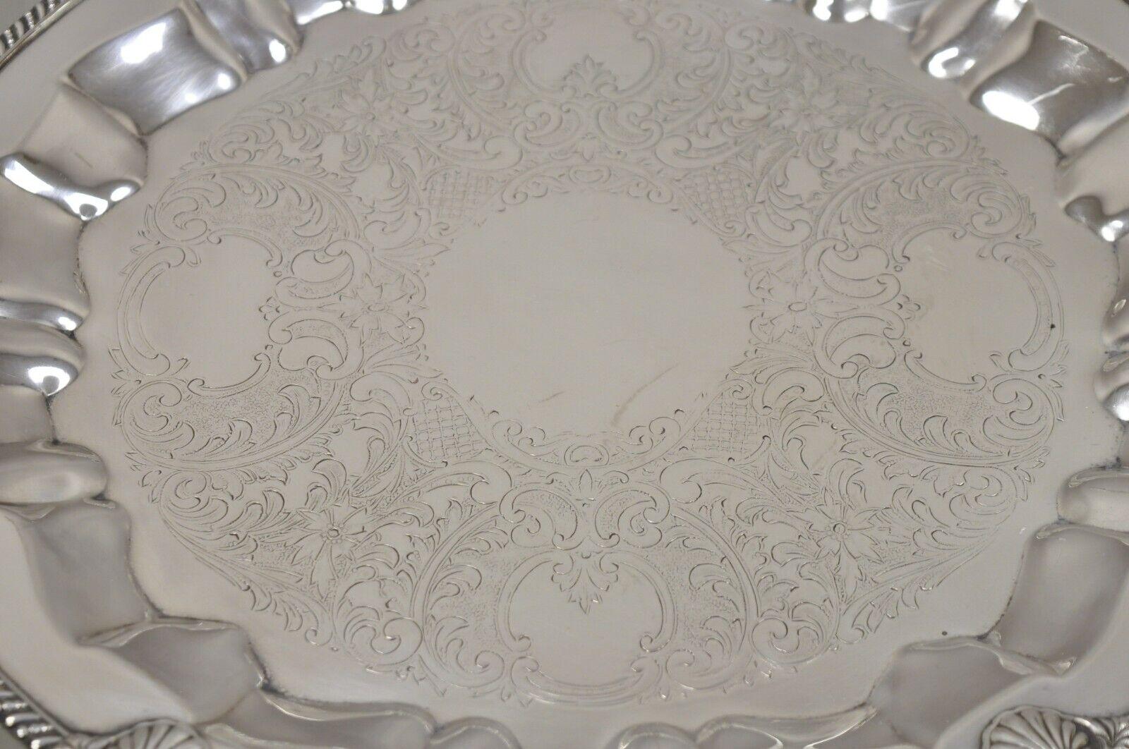 Vintage Federal Silver Co. Bandeja redonda grande con dos asas, bañada en plata siglo XX en venta