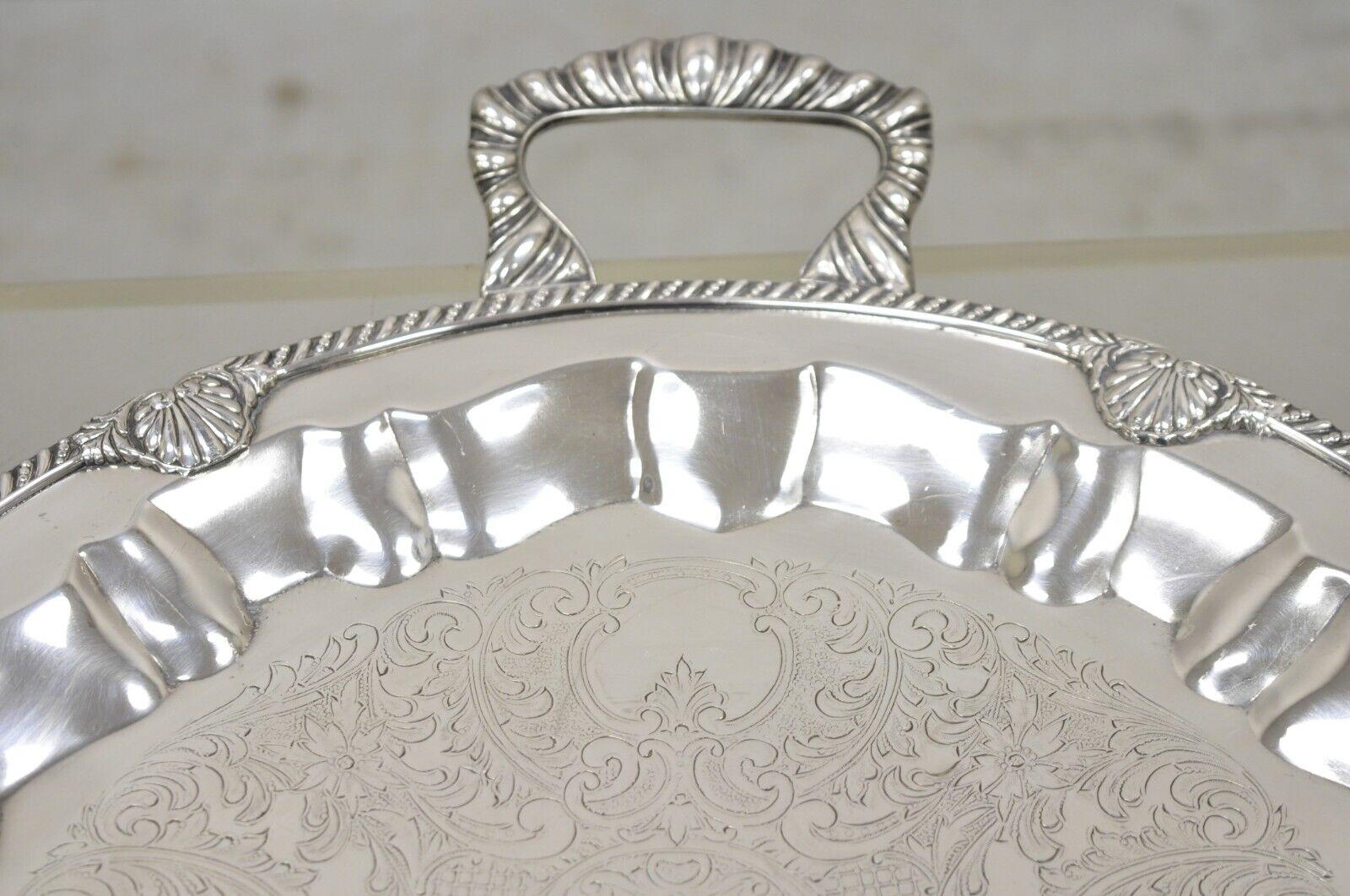 Vintage Federal Silver Co. Bandeja redonda grande con dos asas, bañada en plata en venta 1