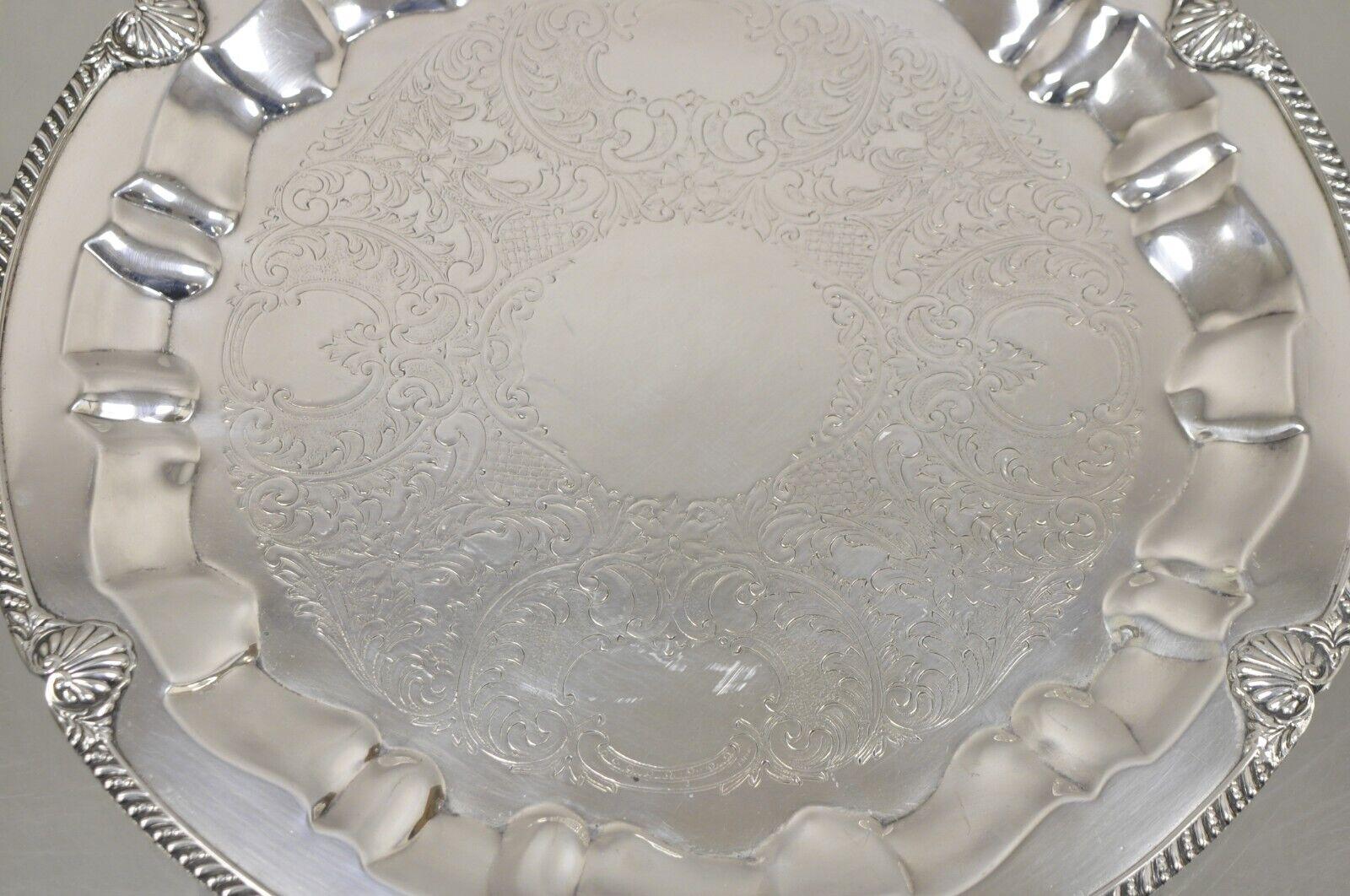 Vintage Federal Silver Co. Bandeja redonda grande con dos asas, bañada en plata en venta 2