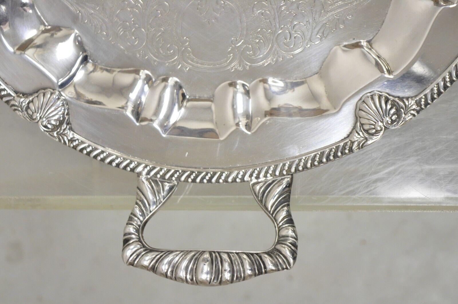 Vintage Federal Silver Co. Bandeja redonda grande con dos asas, bañada en plata en venta 3