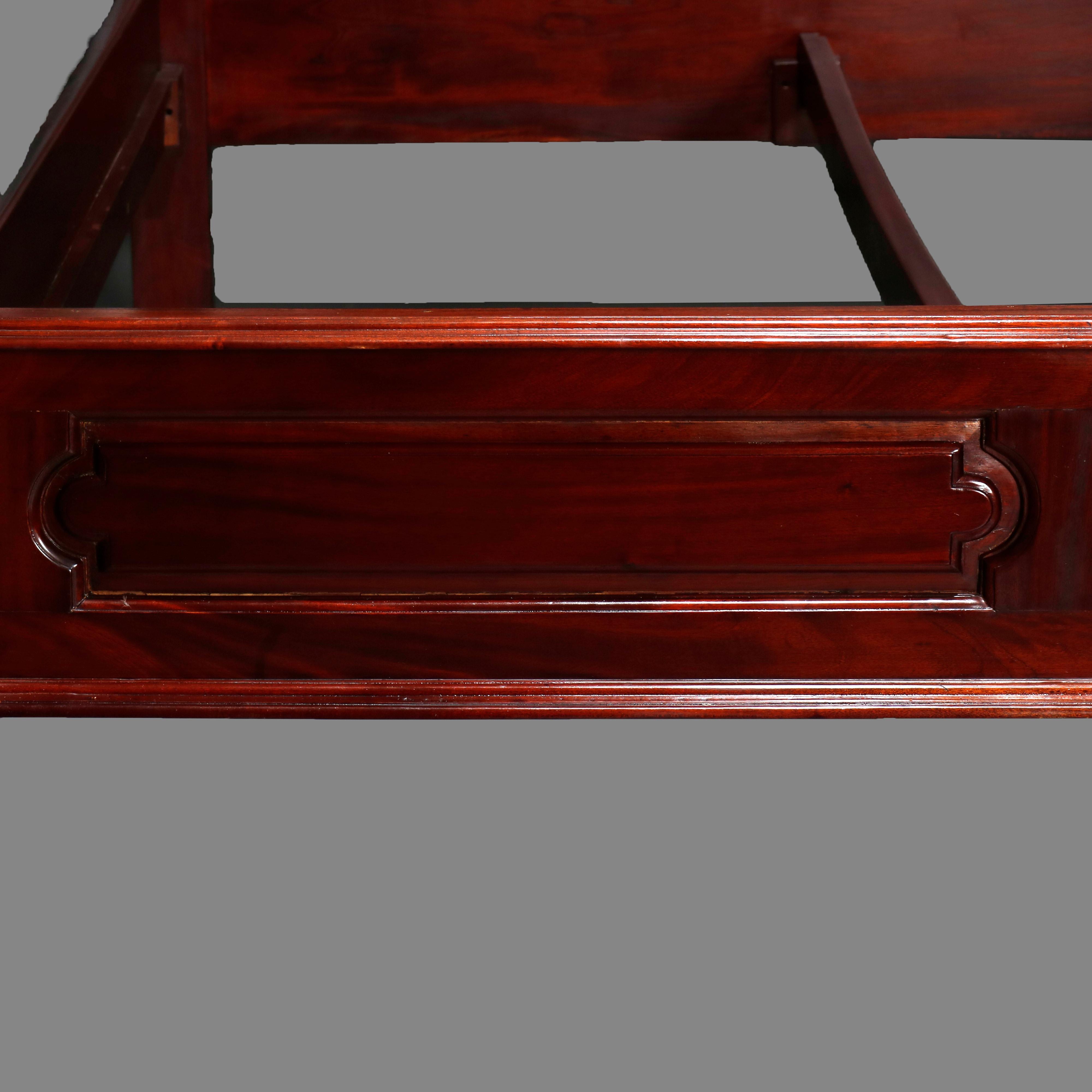 Vintage Federal Style Carved Mahogany Canopy Queen Size Tester Bed, 20th Century 1