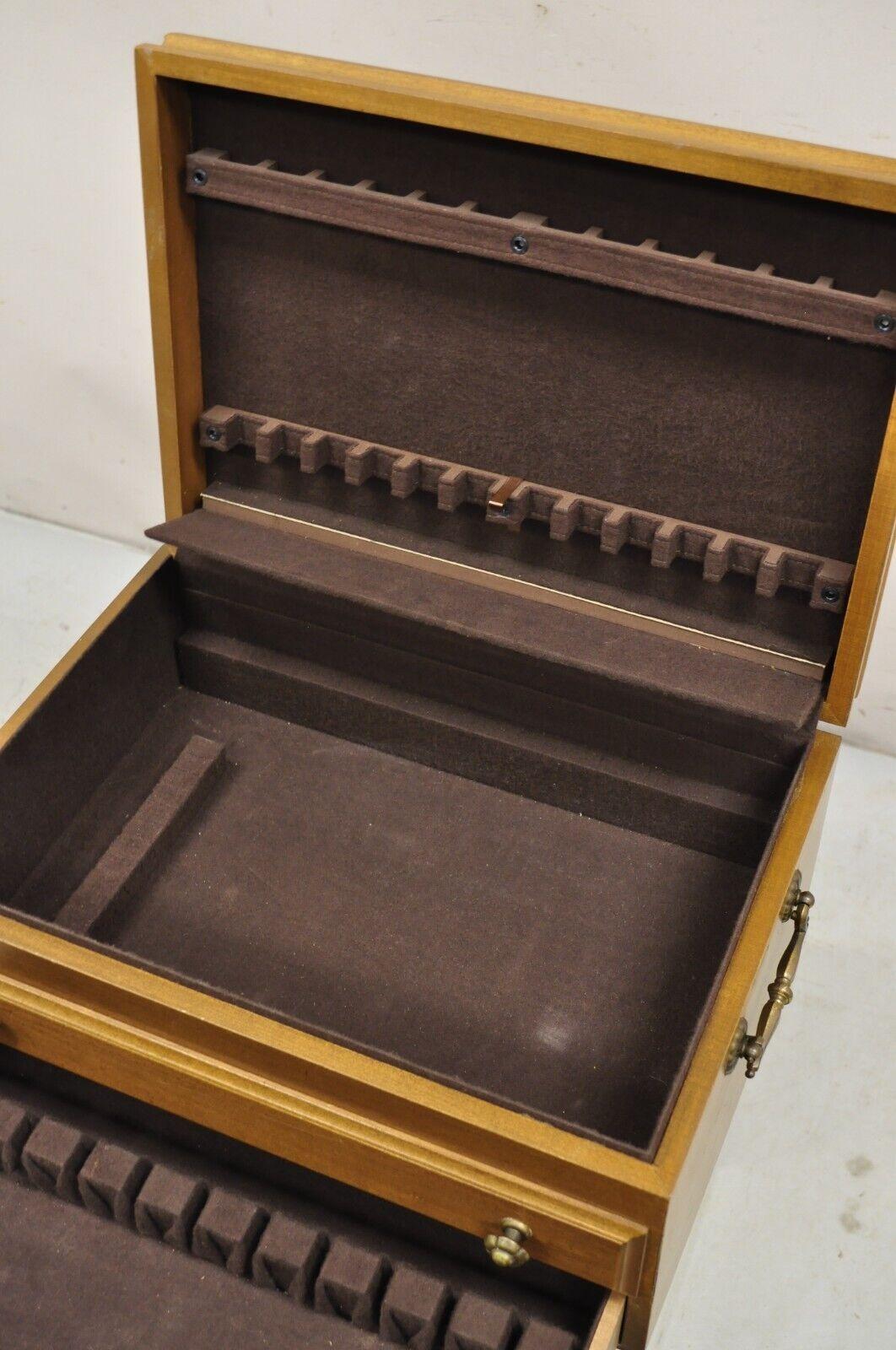 Vintage Federal Style Cherry Wood Silverware Box with Drawer Service for 12 3
