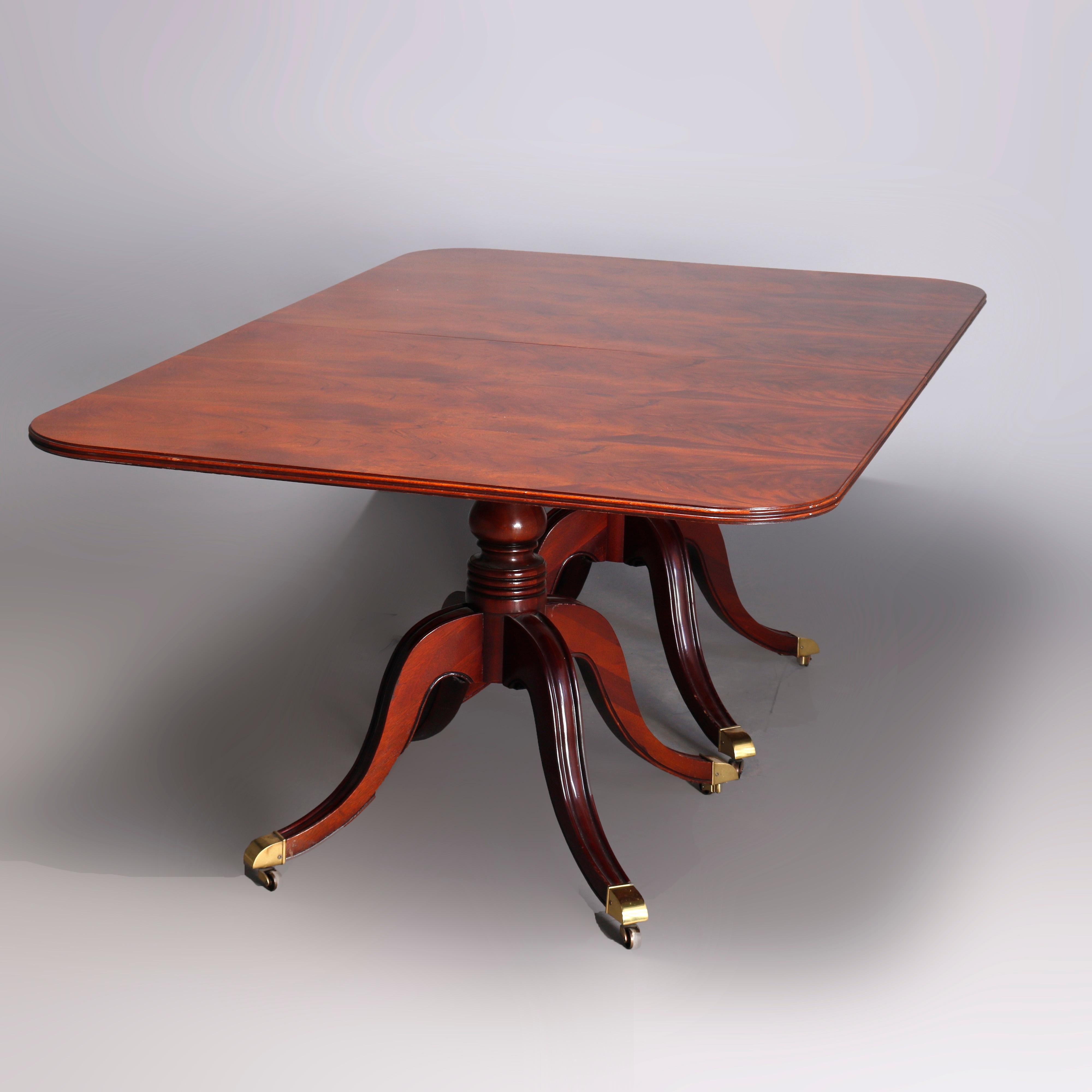 American Vintage Federal Style Flame Mahogany Banquet Table, Four Leaves, 20th Century