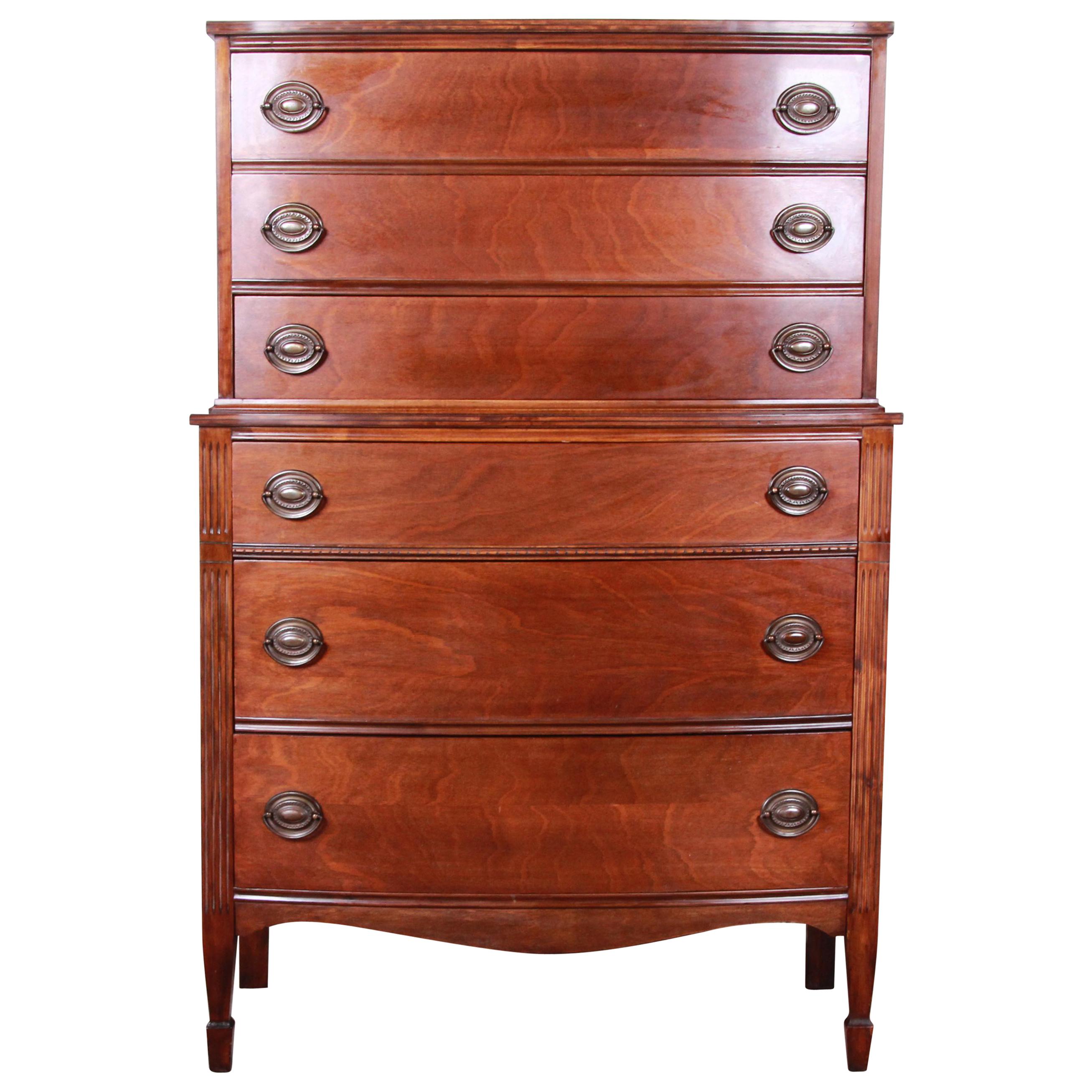 Vintage Federal Style Mahogany Highboy Dresser
