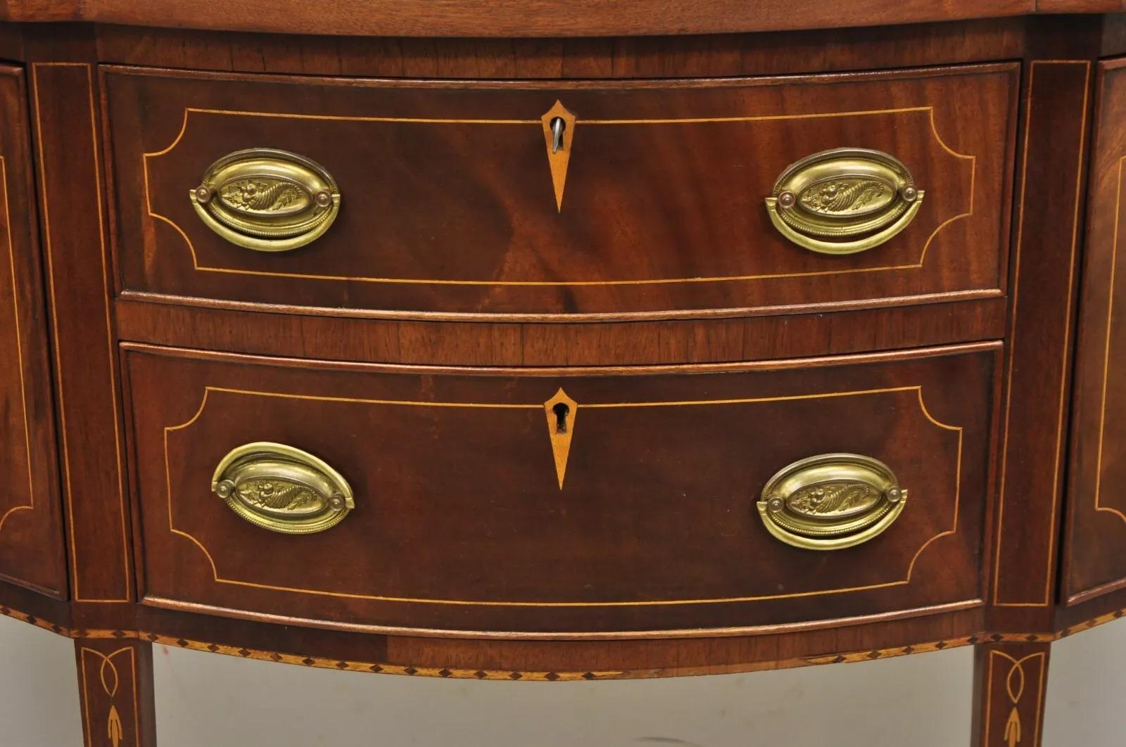 Unknown Vintage Federal Style Mahogany Inlaid Serpentine Sideboard Buffet by Copenhaver