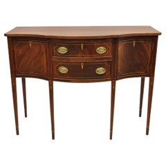Vintage Federal Style Mahogany Inlaid Serpentine Sideboard Buffet by Copenhaver