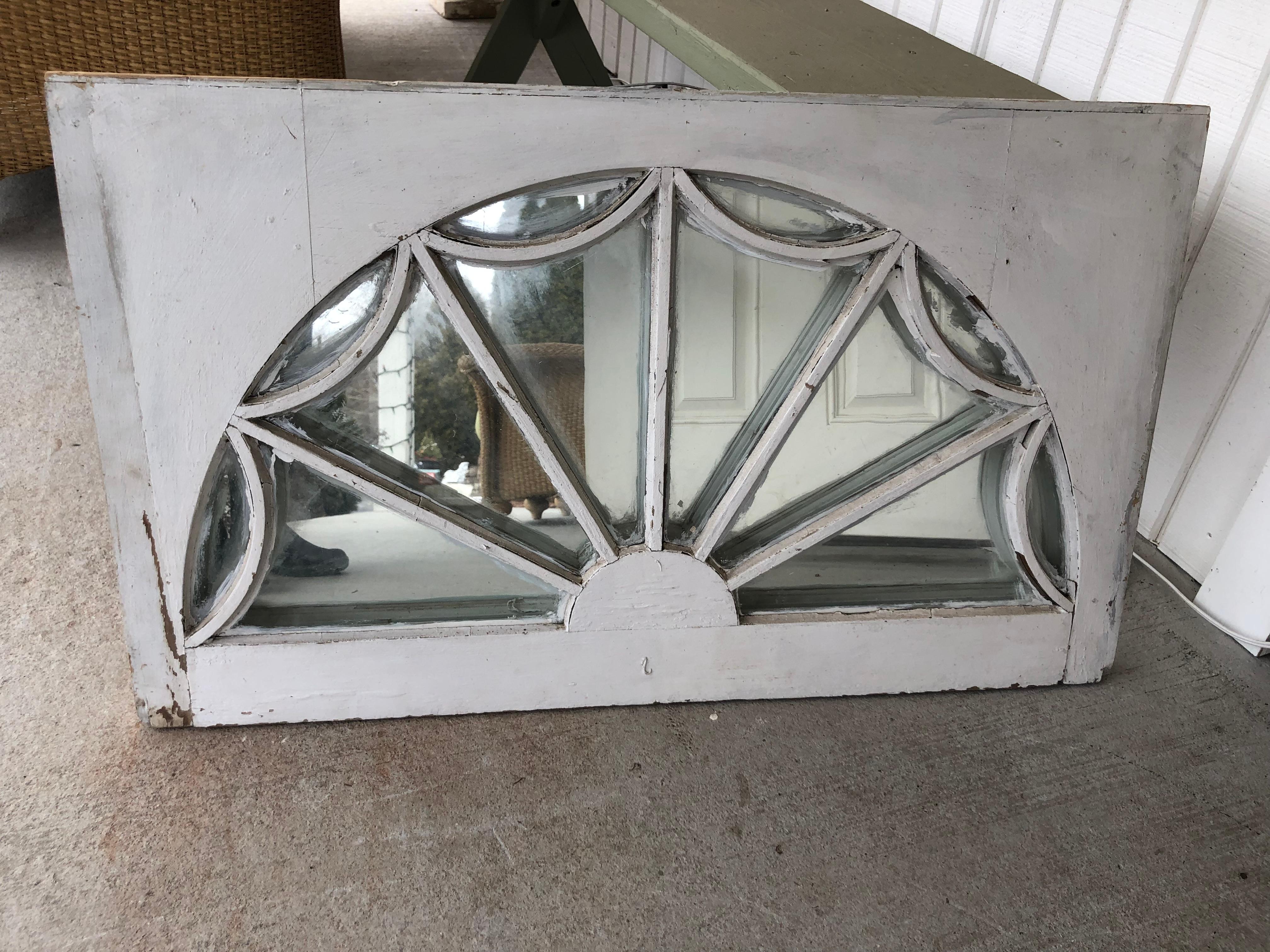 Vintage Federal Style Palladium Mirrored Window In Fair Condition In Redding, CT