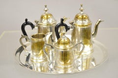 Vintage Federal Style Small Indian Silver Plated Coffee Tea Set w/ Wilcox Tray