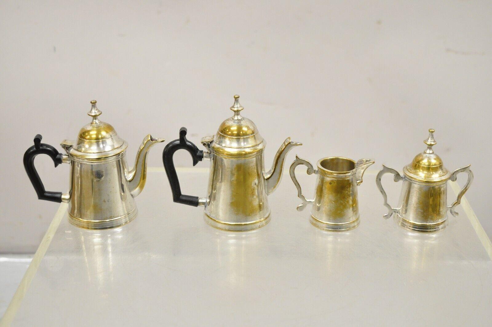 Vintage Federal Style Small Indian Silver Plated Coffee Tea Set w/ Wilcox Tray In Good Condition For Sale In Philadelphia, PA