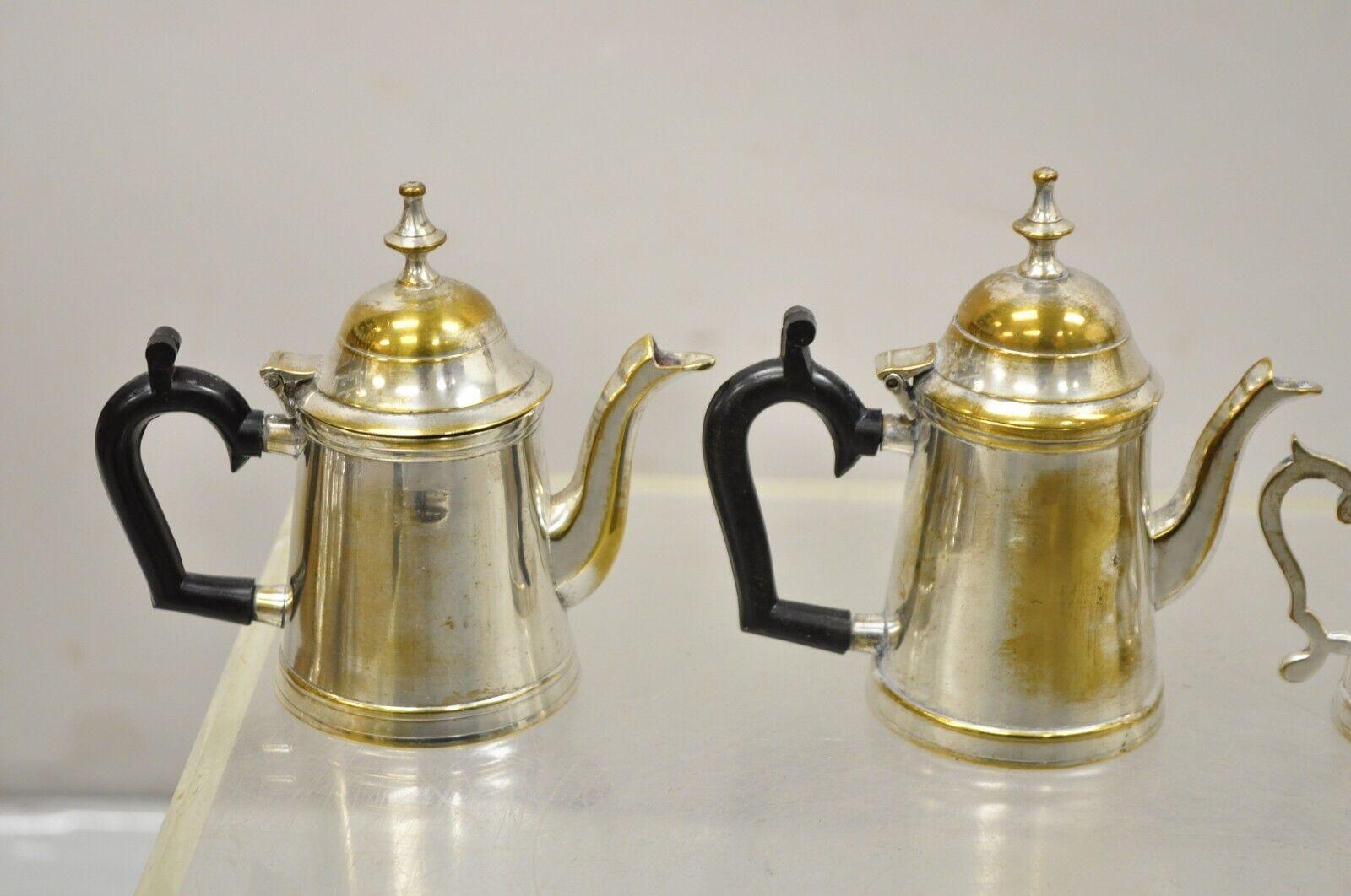 Vintage Federal Style Small Indian Silver Plated Coffee Tea Set w/ Wilcox Tray For Sale 3