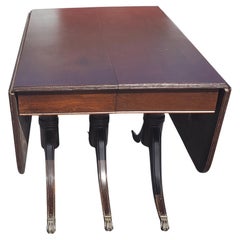 Used Federal Style Triple Pedestal Drop-Leaf Dining Table, circa 1940s