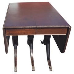 Vintage Federal Style Triple Pedestal Drop-Leaf Dining Table, circa 1940s