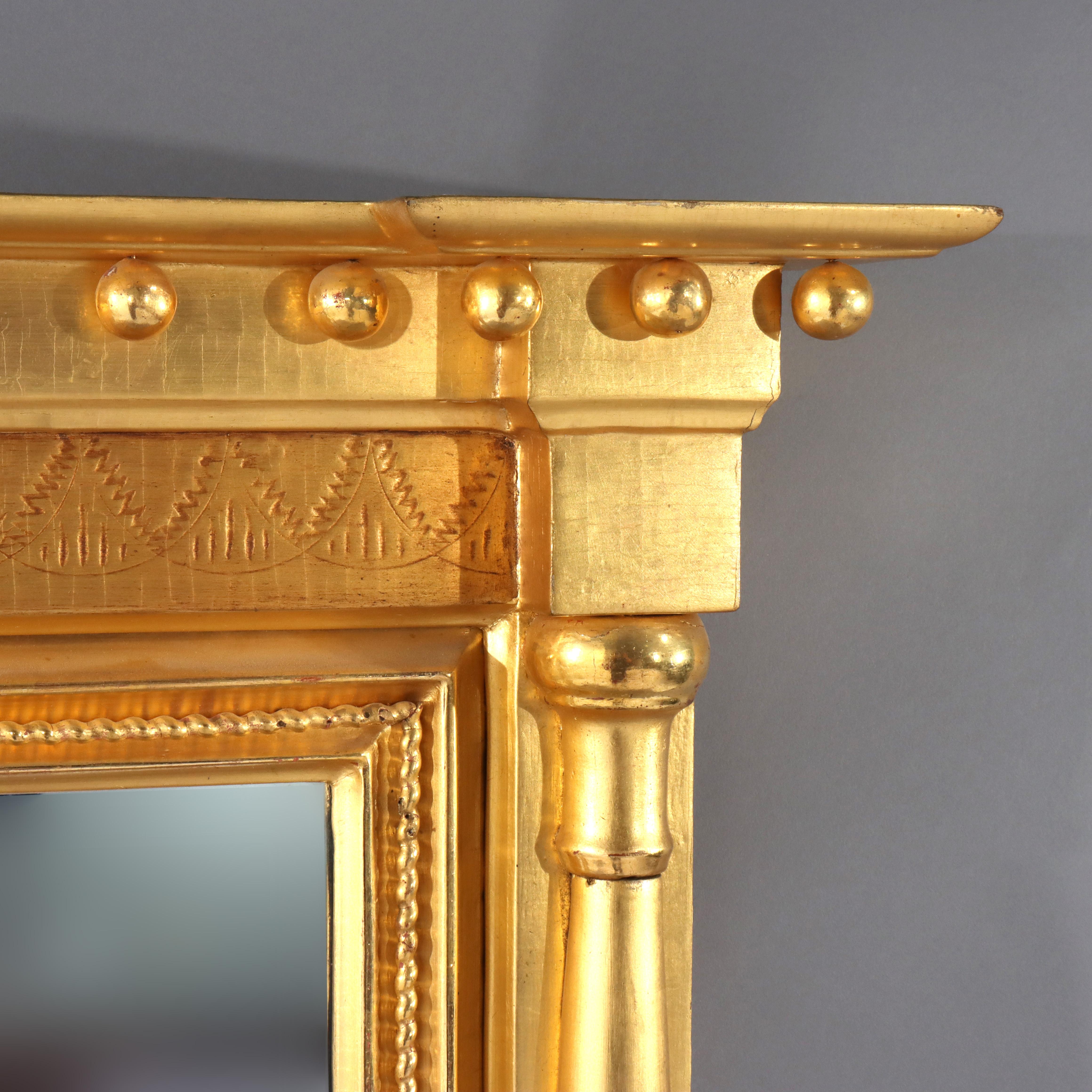 Legno dorato Specchio d'epoca Feder Trumeau dorato XX secolo in vendita