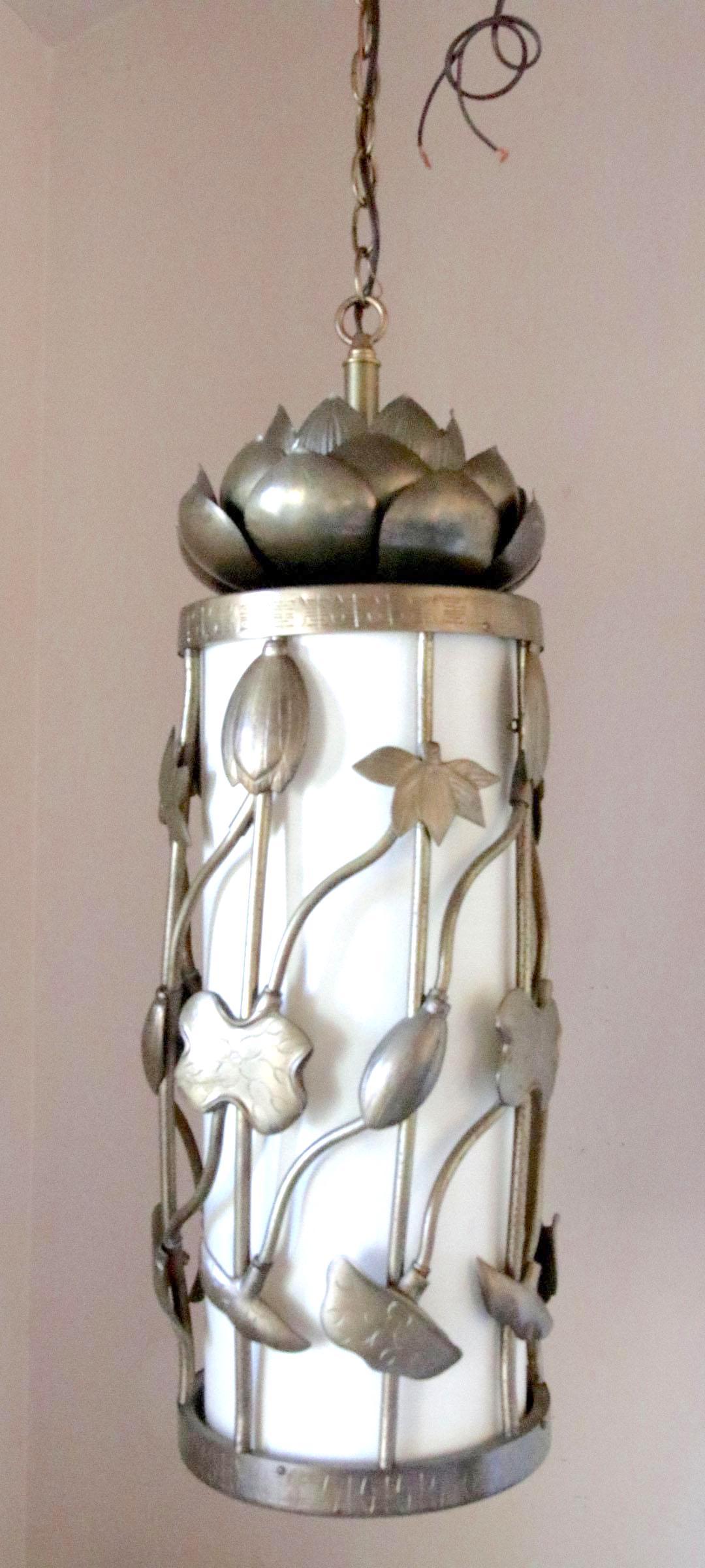 Mid-Century Modern Vintage Feldman Lighting Co. Brass Lotus Flower Pendant