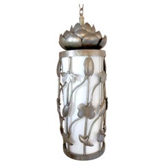 Vintage Feldman Lighting Co. Brass Lotus Flower Pendant