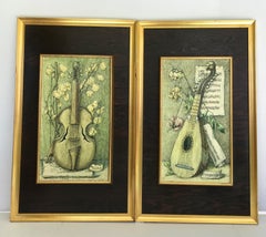 Vintage Felice Galbiati Surreal Still Life Lacquered Panels Milano Italy 1950s