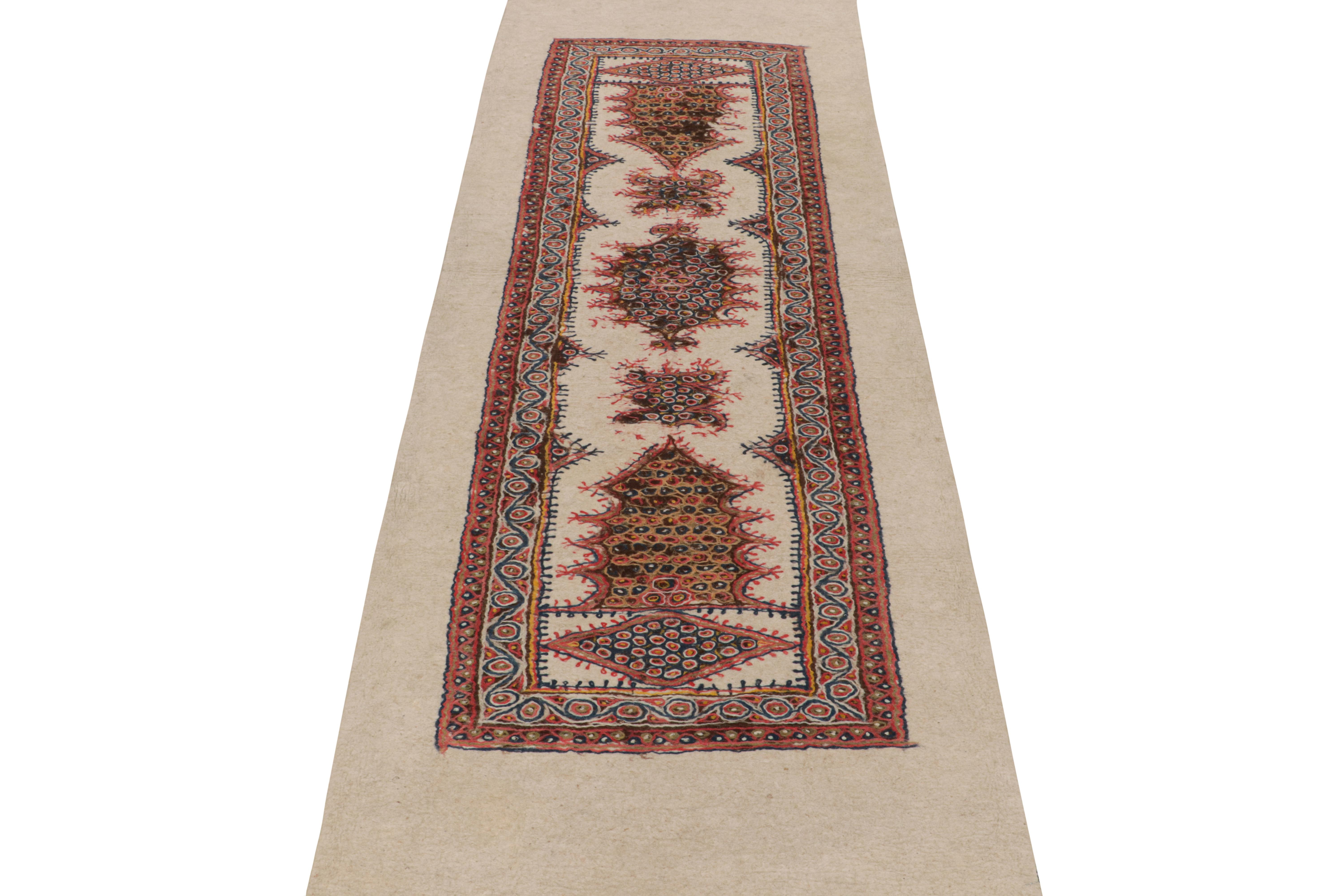 Vintage Felted Persian Kilim with Geometric Patterns on Beige, by Rug & Kilim In Good Condition For Sale In Long Island City, NY