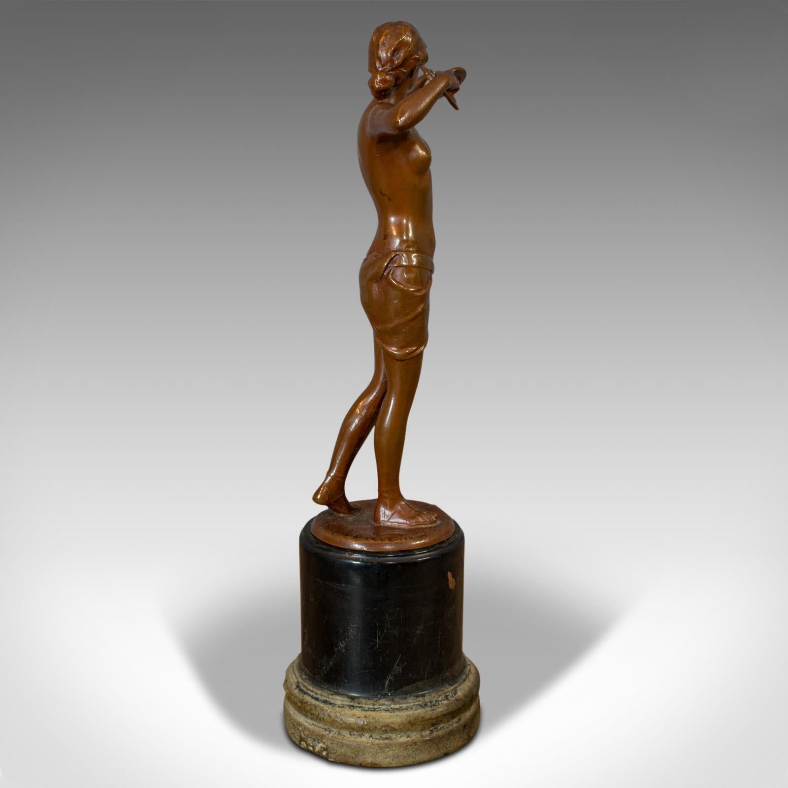 Vintage Female Figure, French, Bronze Spelter, Art Deco, Statuette, circa 1930 1