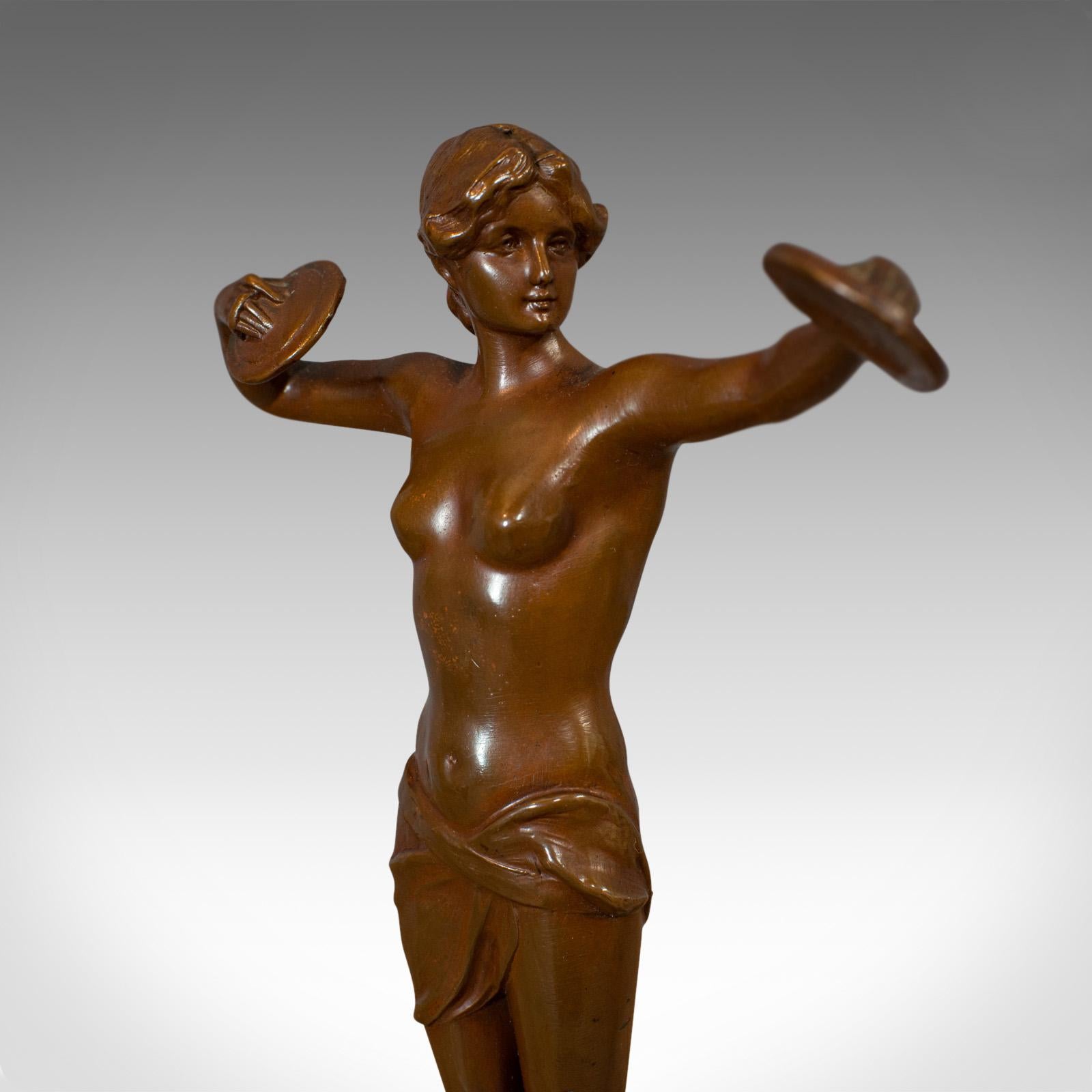 Vintage Female Figure, French, Bronze Spelter, Art Deco, Statuette, circa 1930 3